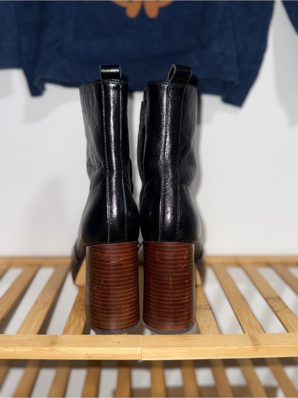 Marc Fisher Black Leather Platform Ankle Boots - Picture 3 of 4